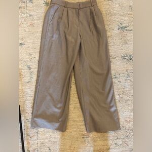 Abercrombie & Fitch Women Tan Checkered Trousers wide leg Pants